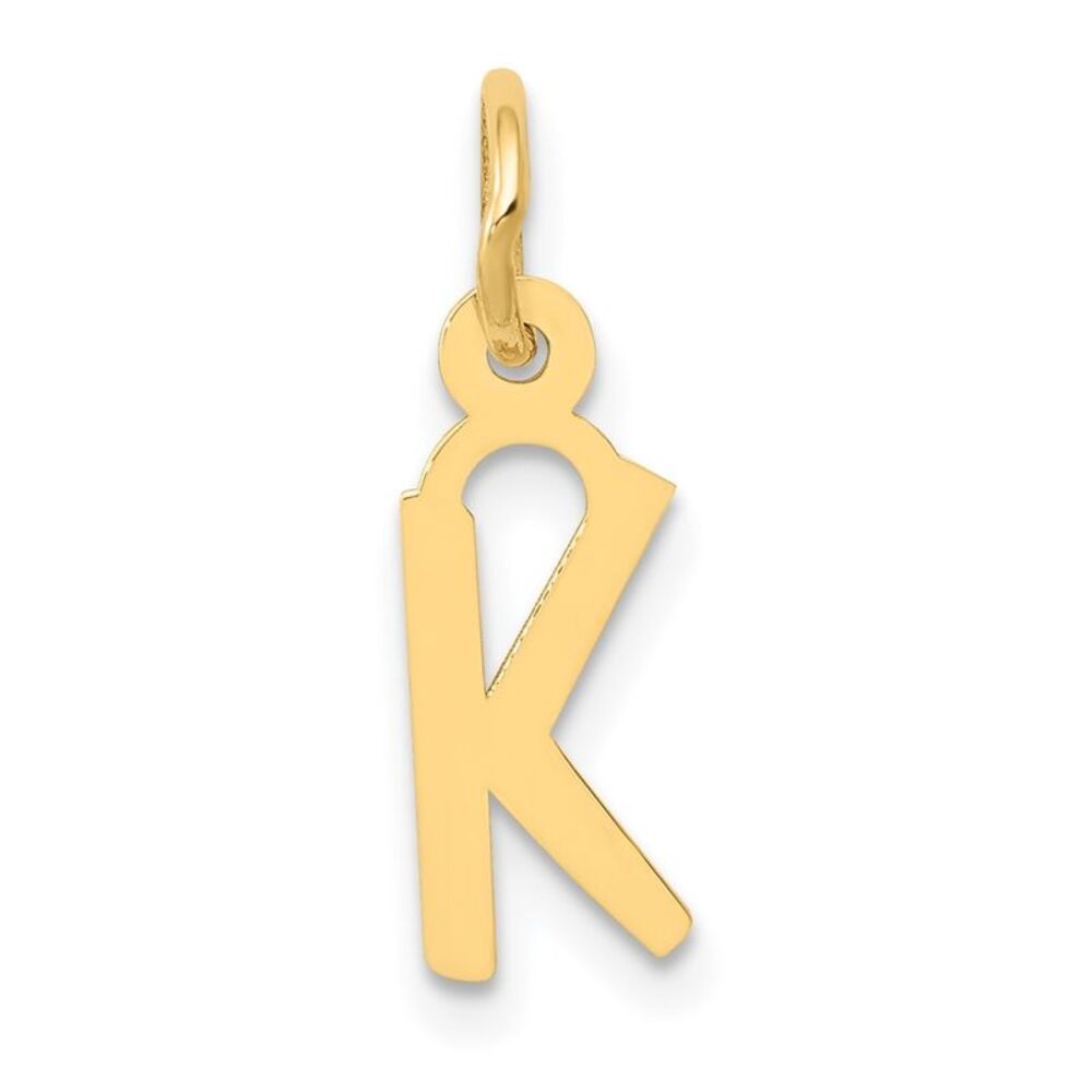 10k Yellow Gold Small Slanted Block Initial K Cha… - image 1